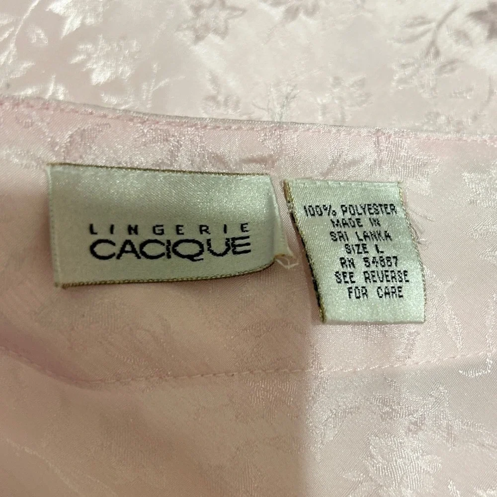 Cacique Lingerie Chemise L Pink Jacquard Floral Slip Dress Coquette‎ Boudoir